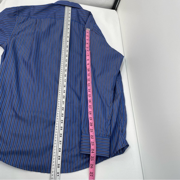 ETON Ganghester Button Up Shirt Men’s 15 3/4 40 Blue/gray Striped Long Sleeve - Picture 7 of 8